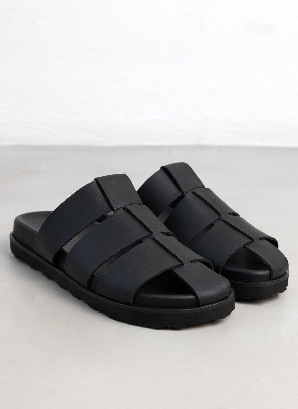 Σανδάλια δερμάτινα fisherman ATENEO - Μαύρο - thefashionproject.gr - ATENEO