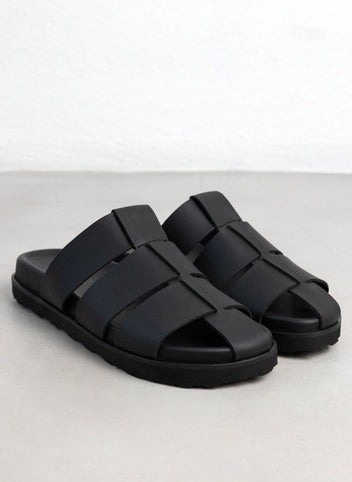 Σανδάλια δερμάτινα fisherman ATENEO - Μαύρο - thefashionproject.gr - ATENEO