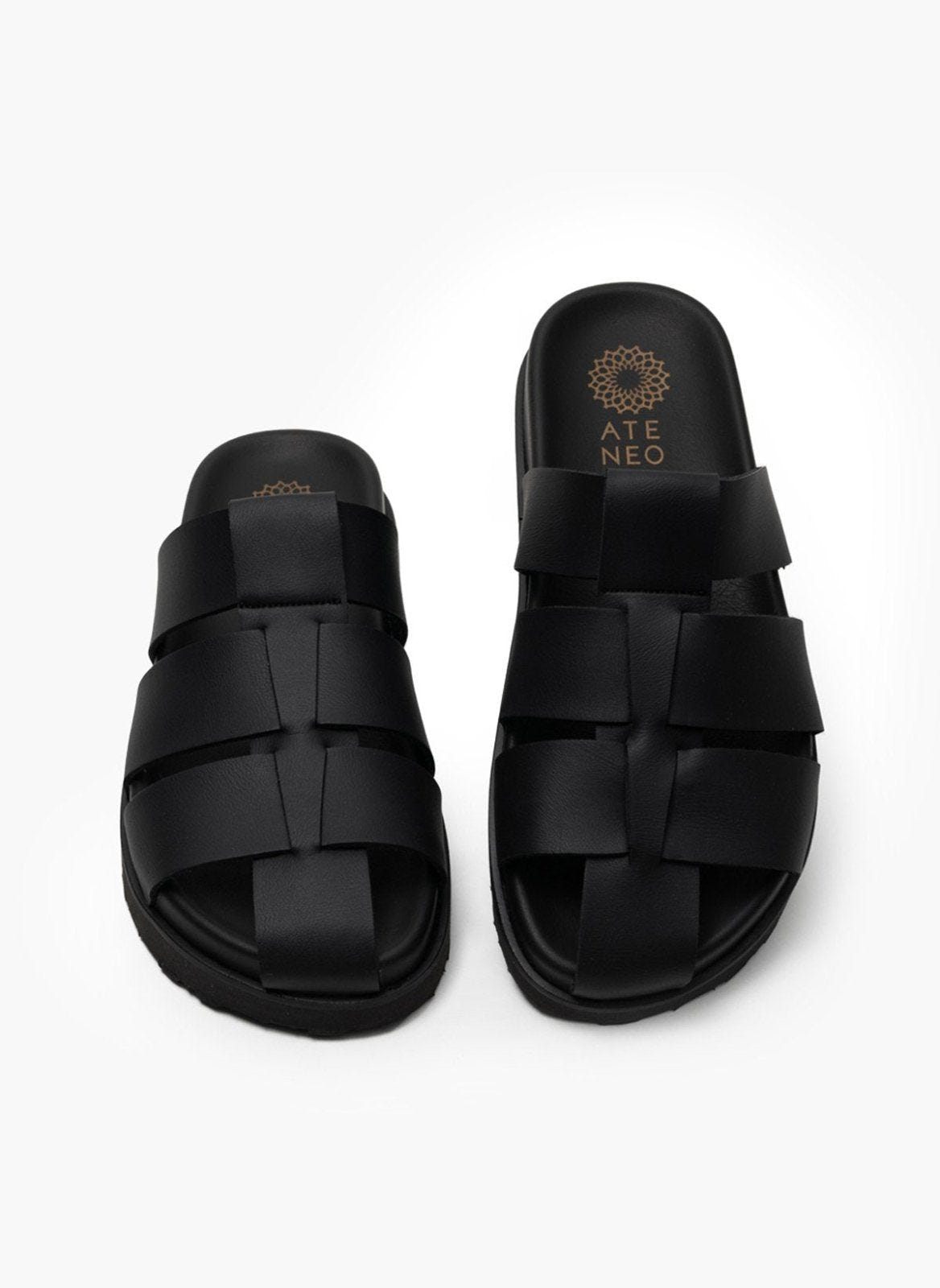 Σανδάλια δερμάτινα fisherman ATENEO - Μαύρο - thefashionproject.gr - ATENEO