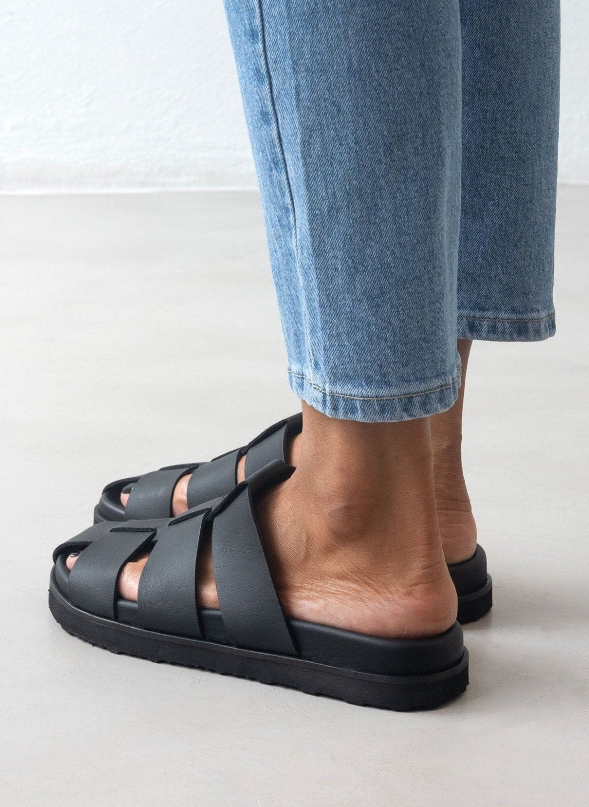 Σανδάλια δερμάτινα fisherman ATENEO - Μαύρο - thefashionproject.gr - ATENEO