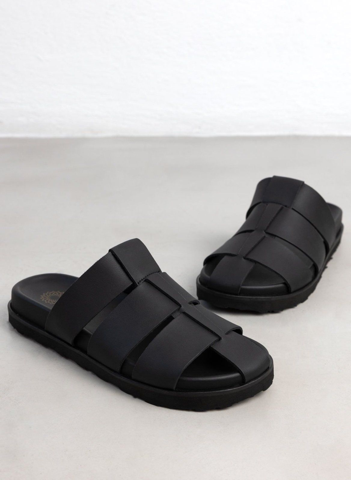 Σανδάλια δερμάτινα fisherman ATENEO - Μαύρο - thefashionproject.gr - ATENEO