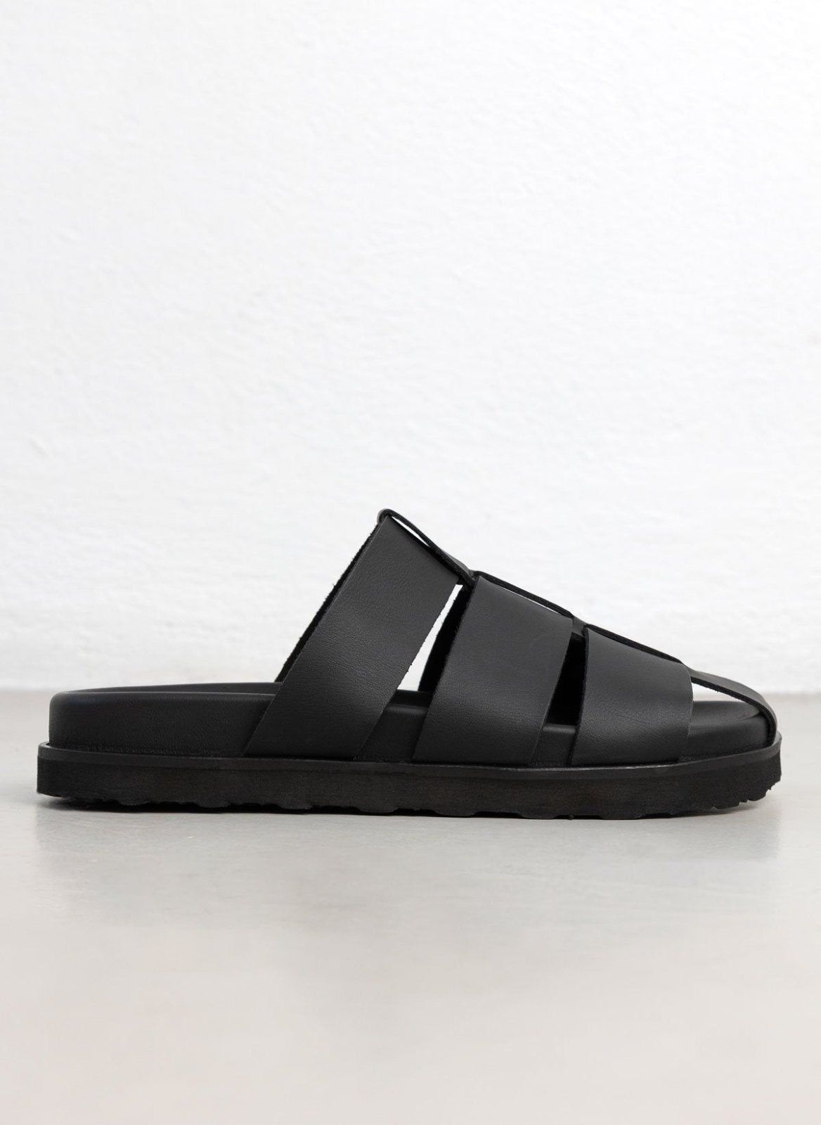 Σανδάλια δερμάτινα fisherman ATENEO - Μαύρο - thefashionproject.gr - ATENEO