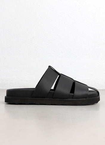 Σανδάλια δερμάτινα fisherman ATENEO - Μαύρο - thefashionproject.gr - ATENEO