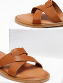 Σανδάλια δερμάτινα φλατ estil - Ταμπά - thefashionproject.gr - Estil