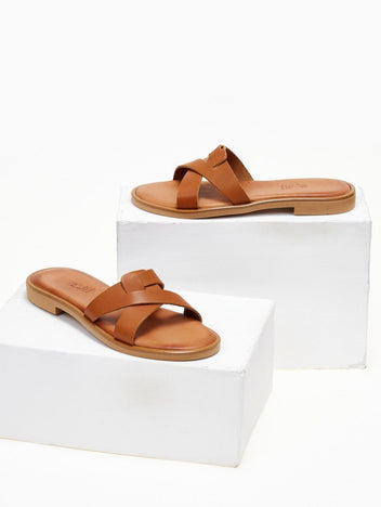Σανδάλια δερμάτινα φλατ estil - Ταμπά - thefashionproject.gr - Estil