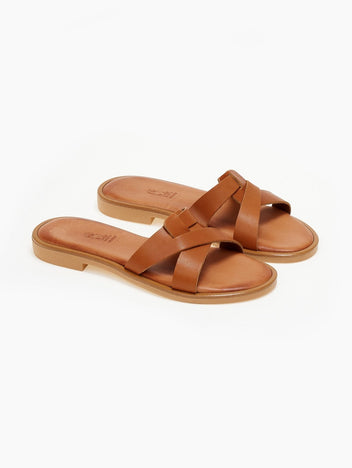 Σανδάλια δερμάτινα φλατ estil - Ταμπά - thefashionproject.gr - Estil