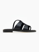 Σανδάλια δερμάτινα φλατ με τρουκς Estil - Μαύρο - thefashionproject.gr - Estil