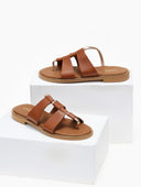 Σανδάλια δερμάτινα φλατ με τρουκς Estil - Ταμπά - thefashionproject.gr - Estil