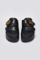 Σανδάλια δερμάτινα flatforms ATENEO - Μαύρο - thefashionproject.gr - ATENEO
