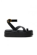 Σανδάλια δερμάτινα flatforms ATENEO - Μαύρο - thefashionproject.gr - ATENEO