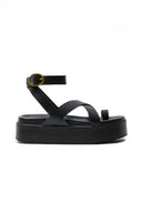 Σανδάλια δερμάτινα flatforms ATENEO - Μαύρο - thefashionproject.gr - ATENEO