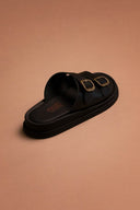 Σανδάλια δερμάτινα flatforms Estil - Μαύρο