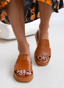 Σανδάλια δερμάτινα flatforms estil - Ταμπά - thefashionproject.gr - Estil