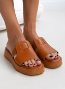 Σανδάλια δερμάτινα flatforms estil - Ταμπά - thefashionproject.gr - Estil