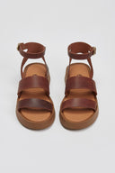 Σανδάλια δερμάτινα flatforms Estil - Ταμπά - thefashionproject.gr - Estil
