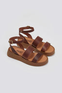 Σανδάλια δερμάτινα flatforms Estil - Ταμπά - thefashionproject.gr - Estil