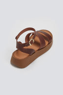 Σανδάλια δερμάτινα flatforms Estil - Ταμπά - thefashionproject.gr - Estil