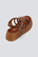 Σανδάλια δερμάτινα flatforms gladiator Estil - Ταμπά - thefashionproject.gr - Estil