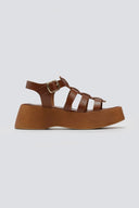 Σανδάλια δερμάτινα flatforms gladiator Estil - Ταμπά - thefashionproject.gr - Estil