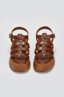 Σανδάλια δερμάτινα flatforms gladiator Estil - Ταμπά - thefashionproject.gr - Estil