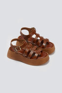 Σανδάλια δερμάτινα flatforms gladiator Estil - Ταμπά - thefashionproject.gr - Estil