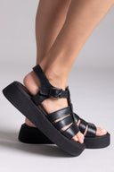 Σανδάλια δερμάτινα flatforms gladiator Tfp - Μαύρο - thefashionproject.gr - TFP