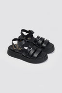 Σανδάλια δερμάτινα flatforms με φάσες Estil