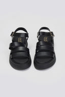 Σανδάλια δερμάτινα flatforms με φάσες Estil