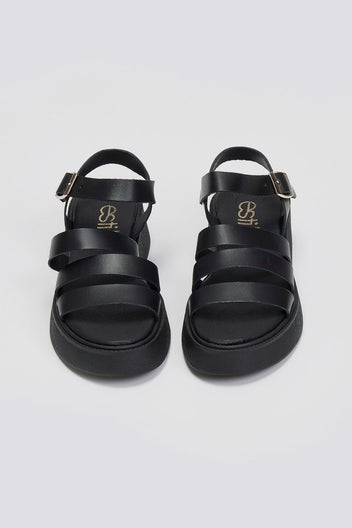 Σανδάλια δερμάτινα flatforms με φάσες Estil