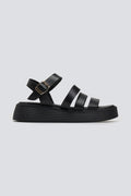 Σανδάλια δερμάτινα flatforms με φάσες Estil