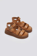 Σανδάλια δερμάτινα flatforms με φάσες Tfp - Ταμπά - thefashionproject.gr - TFP