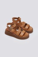 Σανδάλια δερμάτινα flatforms με φάσες Tfp - Ταμπά - thefashionproject.gr - TFP