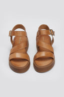 Σανδάλια δερμάτινα flatforms με φάσες Tfp - Ταμπά - thefashionproject.gr - TFP