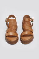 Σανδάλια δερμάτινα flatforms με φάσες Tfp - Ταμπά - thefashionproject.gr - TFP