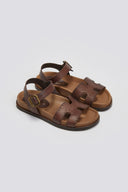 Σανδάλια δερμάτινα flatforms με μπαρέτα Carad - Καφέ - thefashionproject.gr - CARAD