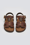 Σανδάλια δερμάτινα flatforms με μπαρέτα Carad - Καφέ - thefashionproject.gr - CARAD