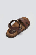 Σανδάλια δερμάτινα flatforms με μπαρέτα Carad - Καφέ - thefashionproject.gr - CARAD