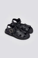Σανδάλια δερμάτινα flatforms με μπαρέτα Carad - Μαύρο - thefashionproject.gr - CARAD