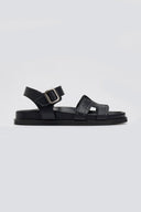 Σανδάλια δερμάτινα flatforms με μπαρέτα Carad - Μαύρο - thefashionproject.gr - CARAD