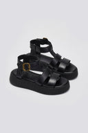 Σανδάλια δερμάτινα flatforms με τοκά TFP - Μαύρο - thefashionproject.gr - TFP