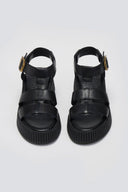 Σανδάλια δερμάτινα flatforms με τοκά TFP - Μαύρο - thefashionproject.gr - TFP