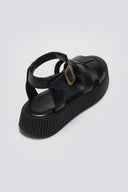 Σανδάλια δερμάτινα flatforms με τοκά TFP - Μαύρο - thefashionproject.gr - TFP