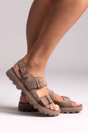 Σανδάλια δερμάτινα flatforms με τοκάδες MILLIE FANTASY SANDALS - Καφέ - thefashionproject.gr - FANTASY SANDALS