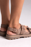 Σανδάλια δερμάτινα flatforms με τοκάδες MILLIE FANTASY SANDALS - Καφέ - thefashionproject.gr - FANTASY SANDALS