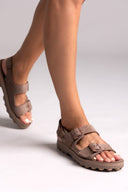 Σανδάλια δερμάτινα flatforms με τοκάδες MILLIE FANTASY SANDALS - Καφέ - thefashionproject.gr - FANTASY SANDALS