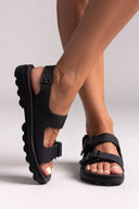Σανδάλια δερμάτινα flatforms με τοκάδες MILLIE FANTASY SANDALS - Μαύρο - thefashionproject.gr - FANTASY SANDALS