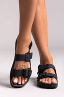Σανδάλια δερμάτινα flatforms με τοκάδες MILLIE FANTASY SANDALS - Μαύρο - thefashionproject.gr - FANTASY SANDALS