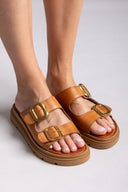 Σανδάλια δερμάτινα flatforms με τοκάδες TFP - Ταμπά - thefashionproject.gr - TFP