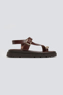 Σανδάλια δερμάτινα flatforms Tfp - Καφέ - thefashionproject.gr - TFP