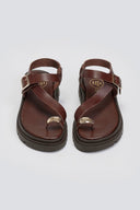 Σανδάλια δερμάτινα flatforms Tfp - Καφέ - thefashionproject.gr - TFP